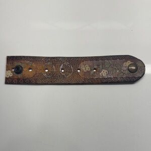 Brown Leather Bracelet with Floral Design